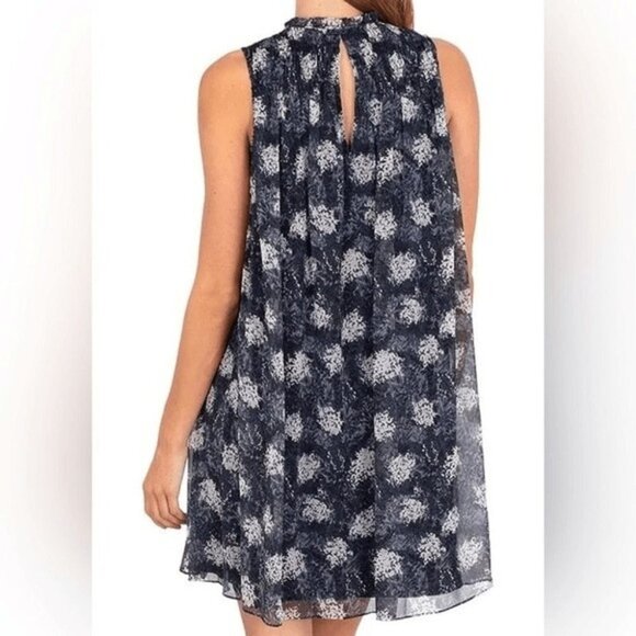Joie Flowy Chiffon Trapezoid Baltic Print Navy Sleeveless Mini Dress Size XXL - Picture 11 of 11